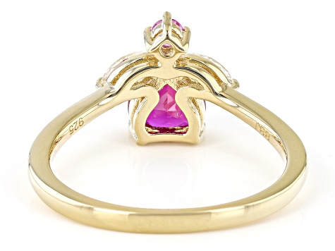 Red Lab Created Ruby 18k Yellow Gold Over Silver Ring 1.23ctw