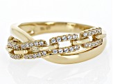 White Zircon 18k Yellow Gold Over Sterling Silver Ring .35ctw