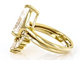 White Lab Created Sapphire 18k Yellow Gold Over Sterling Silver Ring Set of 2 6.16ctw