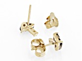 Brown Smoky Quartz with White Zircon 18k Yellow Gold Over Sterling Silver Mushroom Earrings .44ctw