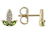 White Zircon with Chrome Diopside 18k Yellow Gold Over Sterling Silver Corn Stud Earrings .50ctw