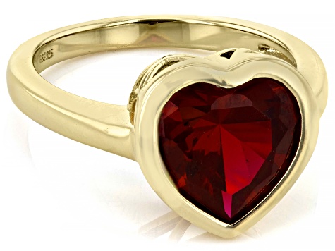 Red Lab Created Ruby 18k Yellow Gold Over Sterling Silver Ring 4.35ct