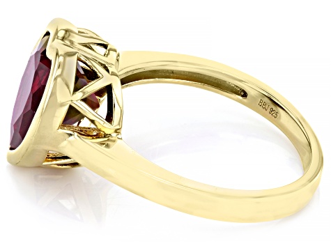 Red Lab Created Ruby 18k Yellow Gold Over Sterling Silver Ring 4.35ct