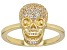 White Lab Created Sapphire 18k Yellow Gold Over Sterling Silver Skull Ring 0.41ctw