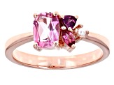 Pink Topaz With Multi-Gemstone 18k Rose Gold Over Sterling Silver Ring 1.04ctw