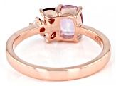 Pink Topaz With Multi-Gemstone 18k Rose Gold Over Sterling Silver Ring 1.04ctw