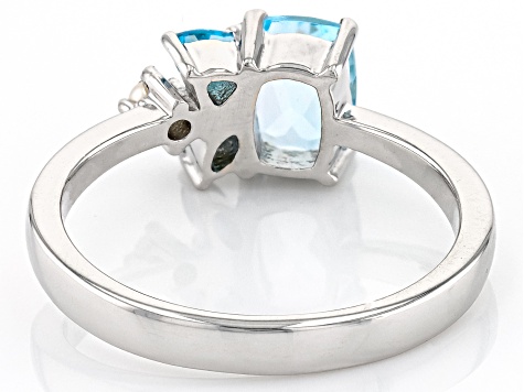 Sky Blue Topaz With Multi-Gemstone Rhodium Over Sterling Silver Ring 1.06ctw