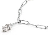 White Lab Created Sapphire Rhodium Over Sterling Silver Paperclip Necklace 0.98ct