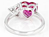 Pink & White Lab Created Sapphire Rhodium Over Sterling Silver Ring 4.30ctw