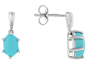 Hexagon Turquoise Sterling Silver Earrings