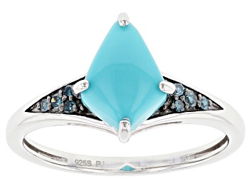 Picture of Kite Kingman Turquoise and Blue Diamond Sterling Silver Ring 0.05ctw