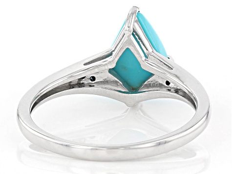 Kite Kingman Turquoise and Blue Diamond Sterling Silver Ring 0.05ctw