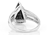 Triangle Black Spinel With White Zircon Sterling Silver Ring 3.67ctw