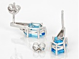 Hexagon Swiss Blue Topaz & .005ctw Blue Diamond Sterling Silver Earrings 2.25ctw