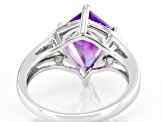 Kite Amethyst and White Zircon Sterling Silver Ring 2.37ctw