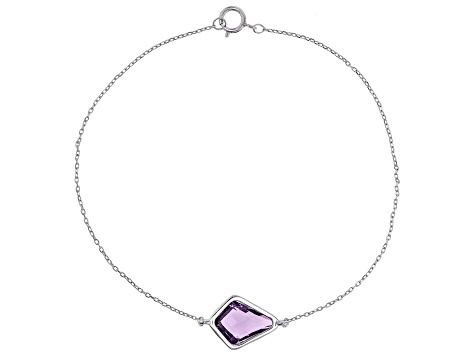 Checkerboard Kite Amethyst Rhodium Over Sterling Silver Bracelet 1.68ctw