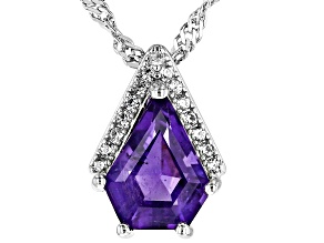 Purple Amethyst With White Zircon Rhodium Over Sterling Silver Pendant With Chain 1.29ctw