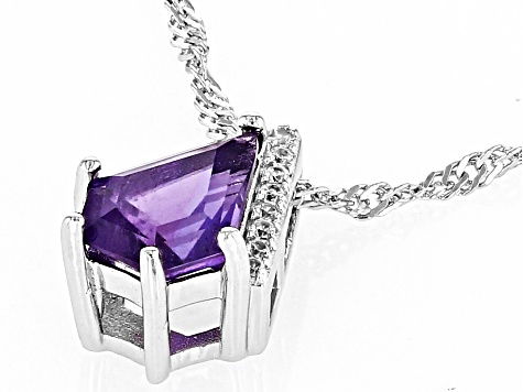 Purple Amethyst With White Zircon Rhodium Over Sterling Silver Pendant With Chain 1.29ctw