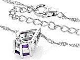 Purple Amethyst With White Zircon Rhodium Over Sterling Silver Pendant With Chain 1.29ctw