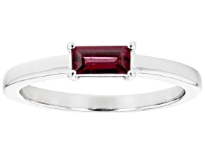 Raspberry Rhodolite Rhodium Over Sterling Silver Solitaire Ring 0.38ct