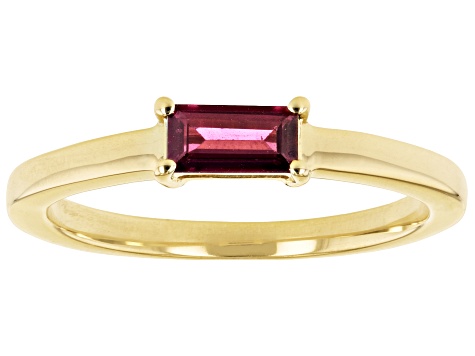 Raspberry Rhodolite 18k Yellow Gold Over Sterling Silver Solitaire Ring 0.38ct