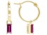 Raspberry Rhodolite 18k Yellow Gold Over Sterling Silver Dangle Hoop Earrings 0.76ctw