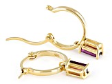 Raspberry Rhodolite 18k Yellow Gold Over Sterling Silver Dangle Hoop Earrings 0.76ctw