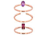 Lavender Amethyst 18k Rose Gold Over Sterling Silver Ring Set 0.72ctw