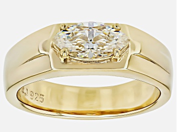 Picture of White Strontium Titanate 18k Yellow Gold Over Sterling Silver Band Ring 1.25ct