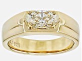 White Strontium Titanate 18k Yellow Gold Over Sterling Silver Band Ring 1.25ct