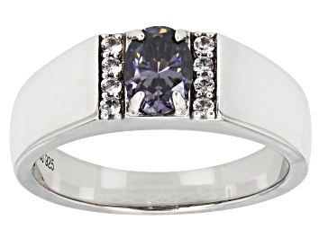 Picture of Purple Strontium Titanate Rhodium Over Sterling Silver Ring 1.10ctw