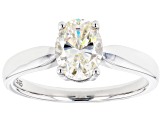 White Strontium Titanate Rhodium Over Sterling Silver Solitaire Ring 1.50ct