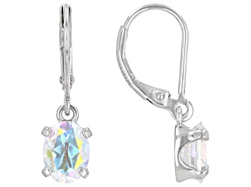 Picture of Mercury Mist® Topaz Rhodium Over Sterling Silver Dangle Solitaire Earrings 3.10ctw