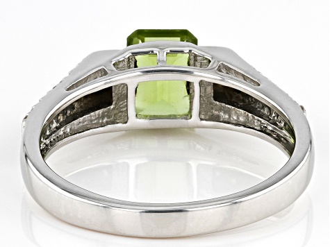 Green Peridot Rhodium Over Sterling Silver Ring 1.79ctw
