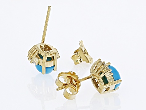 Blue Sleeping Beauty Turquoise 18k Yellow Gold Over Sterling Silver Stud Earring 0.23ctw