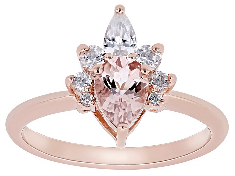 Peach Morganite 18k Rose Gold Over Sterling Silver Ring 0.98ctw