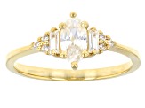White Zircon 18k Yellow Gold Over Sterling Silver Ring 1.01ctw