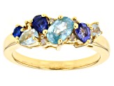 Multi-Color, Multi-Gemstones 18k Yellow Gold Over Sterling Silver Ring 1.29ctw