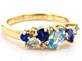 Multi-Color, Multi-Gemstones 18k Yellow Gold Over Sterling Silver Ring 1.29ctw