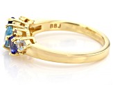 Multi-Color, Multi-Gemstones 18k Yellow Gold Over Sterling Silver Ring 1.29ctw