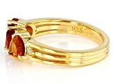 Orange Madeira Citrine 18k Yellow Gold Over Sterling Silver 3-Stone Ring 1.18ctw