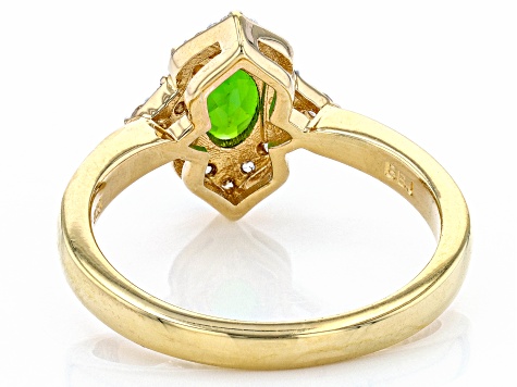 Green Chrome Diopside 18k Yellow Gold Over Sterling Silver Halo Ring 0.99ctw