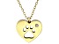 White Zircon 18k Yellow Gold Over Stainless Steel Heart & Paw Print Pendant With Chain 0.02ct
