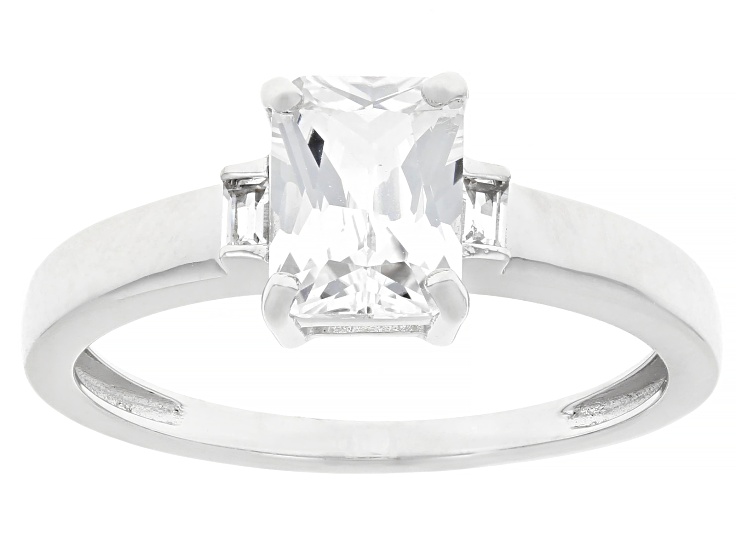 White Lab Created Sapphire Rhodium Over Sterling Silver Ring 1.44ctw
