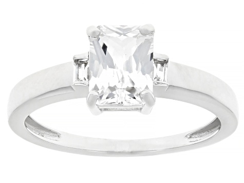 White Lab Created Sapphire Rhodium Over Sterling Silver Ring 1.44ctw