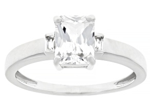 White Lab Created Sapphire Rhodium Over Sterling Silver Ring 1.44ctw