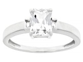 White Lab Created Sapphire Rhodium Over Sterling Silver Ring 1.44ctw