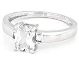 White Lab Created Sapphire Rhodium Over Sterling Silver Ring 1.44ctw
