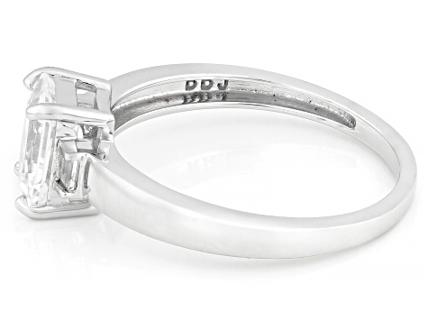 White Lab Created Sapphire Rhodium Over Sterling Silver Ring 1.44ctw