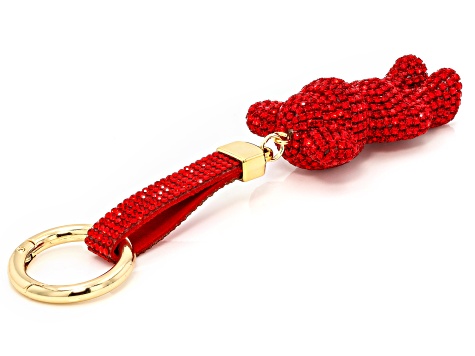 Red Crystal Gold Tone Bear Keychain - TT012A | JTV